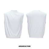 Embroidered Stretch Cotton Tank Top in Black, White & Gray - White