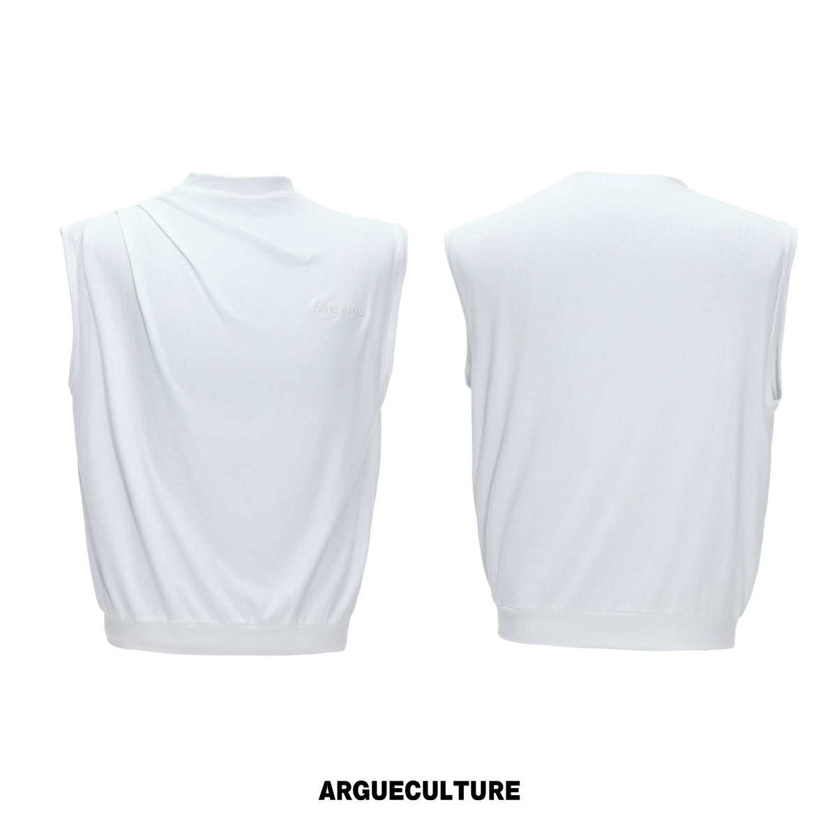 Embroidered Stretch Cotton Tank Top in Black, White & Gray - White