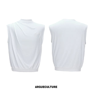 Embroidered Stretch Cotton Tank Top in Black, White & Gray - White