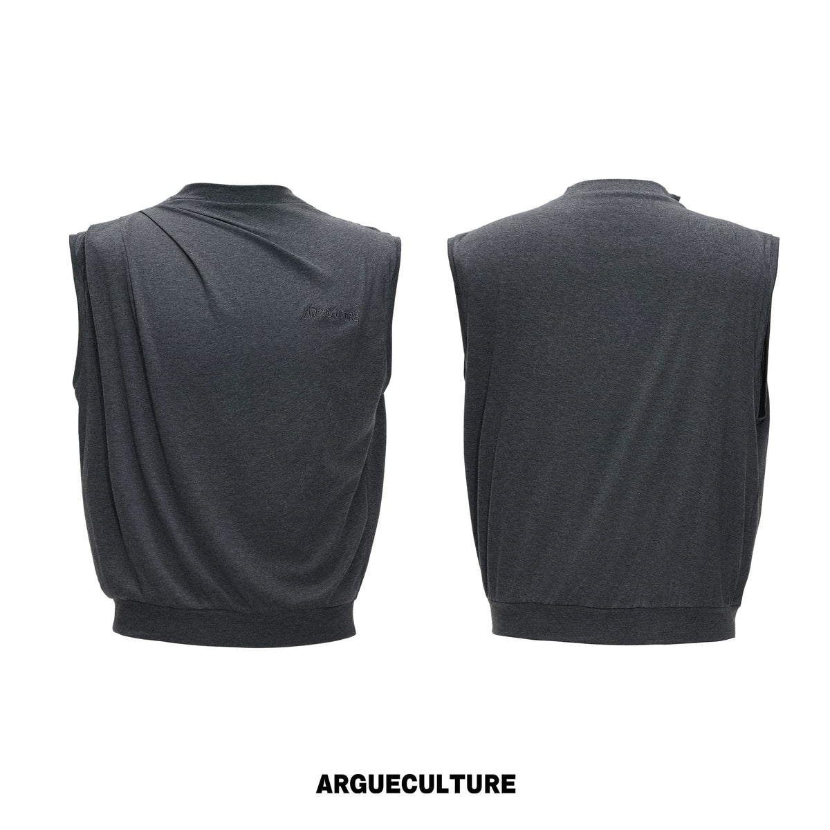 Embroidered Stretch Cotton Tank Top in Black, White & Gray - Gray