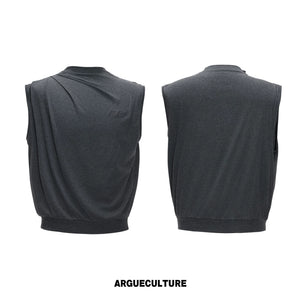 Embroidered Stretch Cotton Tank Top in Black, White & Gray - Gray