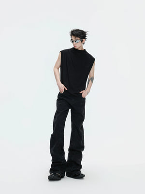 Embroidered Stretch Cotton Tank Top in Black, White & Gray - main image 5