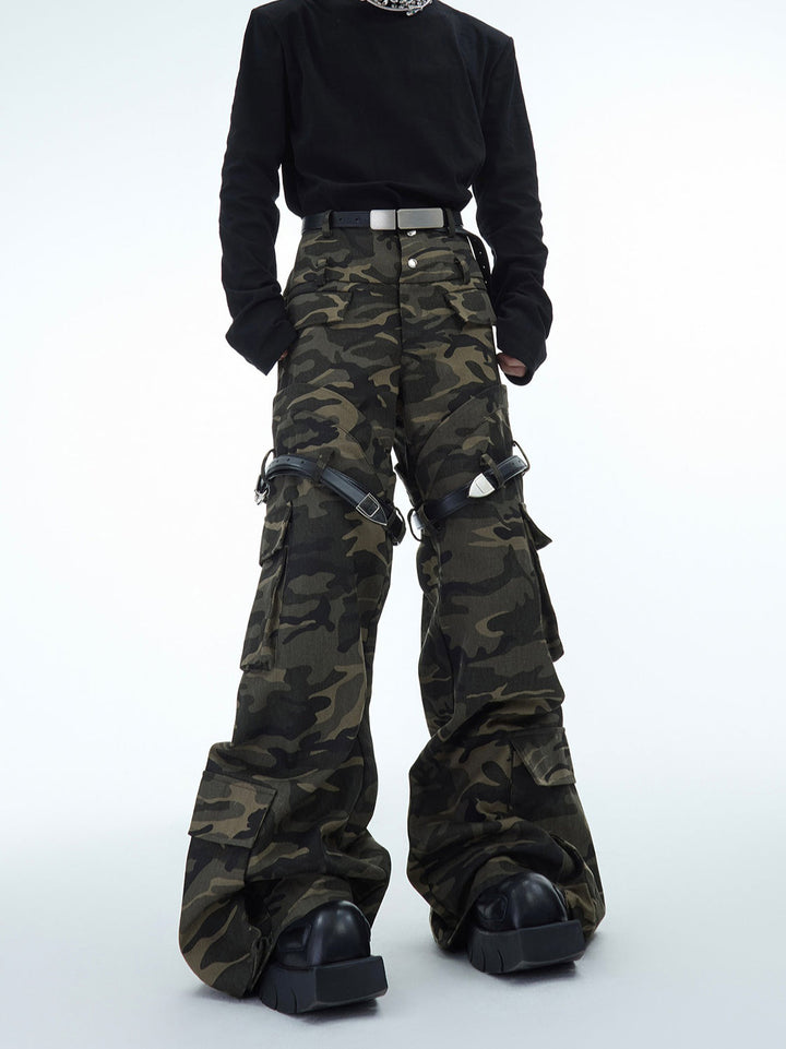 Vintage Camouflage Cargo Pants with Detachable Belt - ArgueCulture