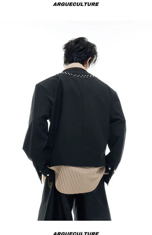 desc::fake-two-piece-striped-patchwork-shirt-studded-urban-jacket-detail-img-11