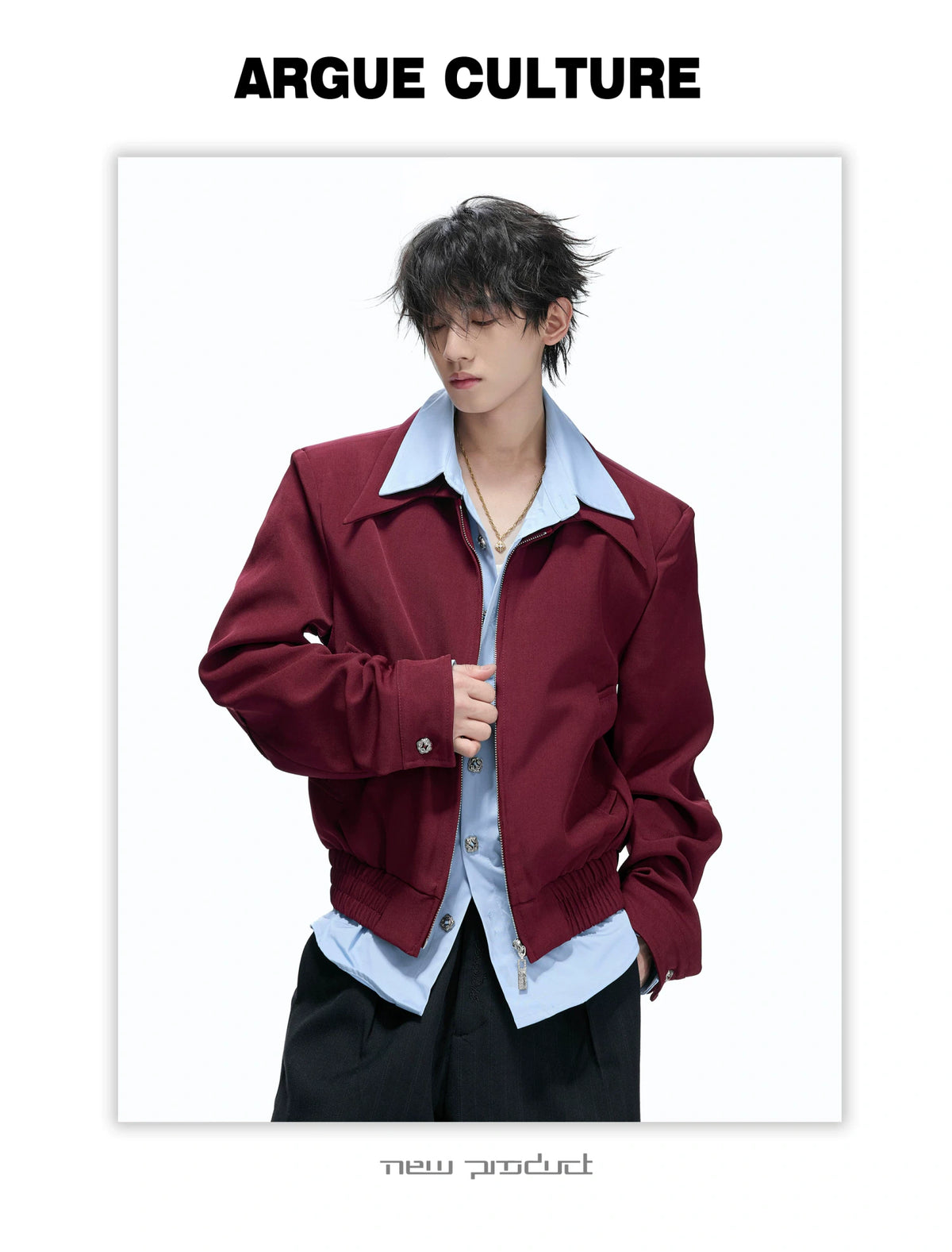 Faux-Layer Cropped Boxy Jacket with Piped Pockets - detail image 13