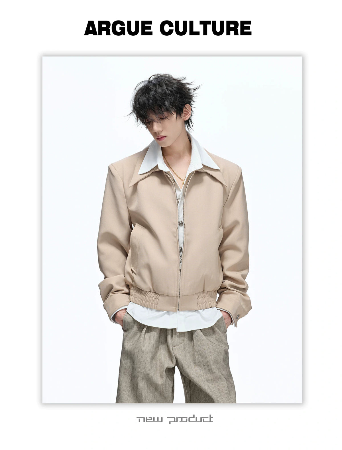 Faux-Layer Cropped Boxy Jacket with Piped Pockets - detail image 8