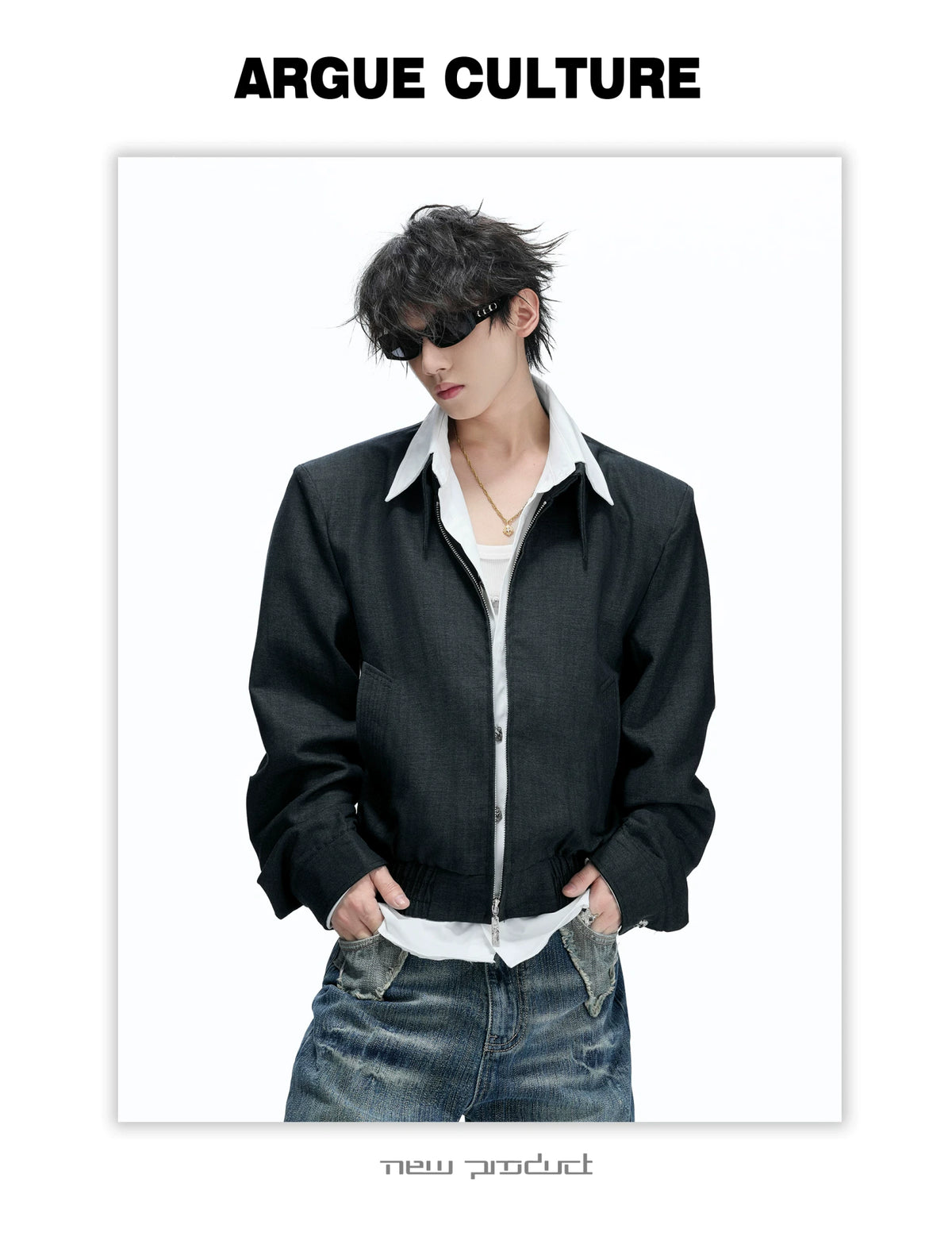 Faux-Layer Cropped Boxy Jacket with Piped Pockets - detail image 11