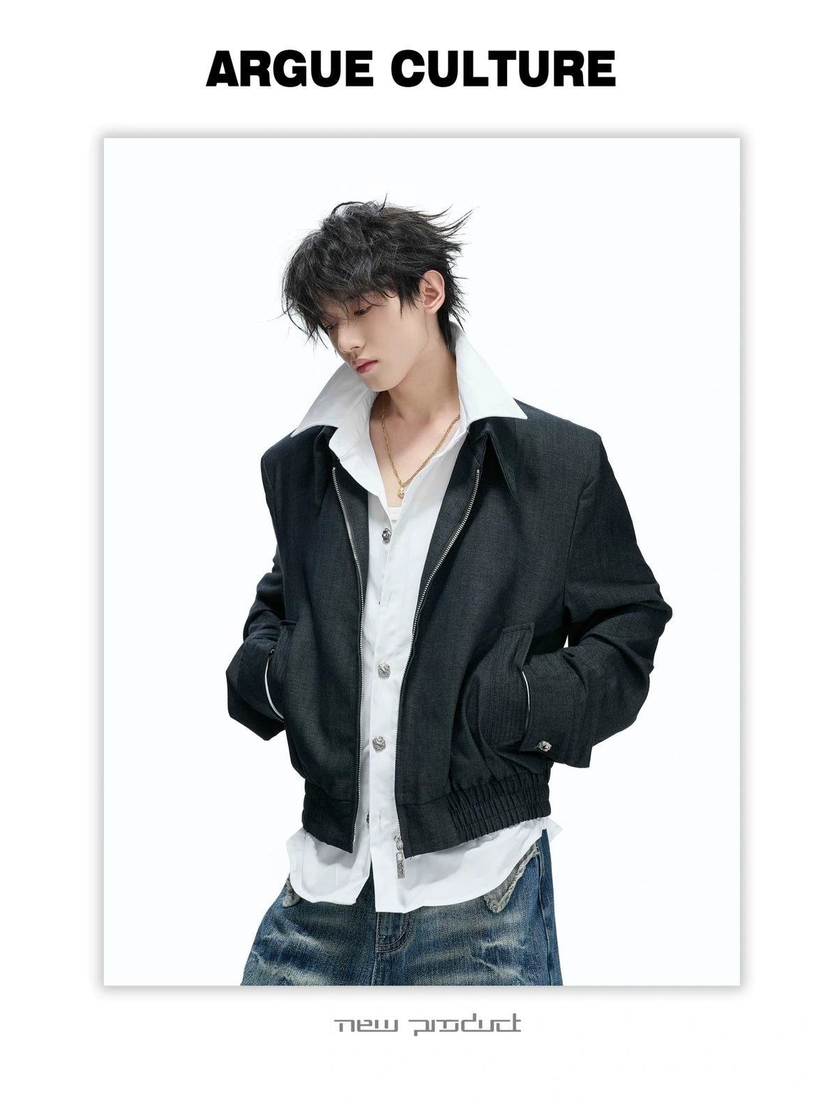 Faux-Layer Cropped Boxy Jacket with Piped Pockets - detail image 15