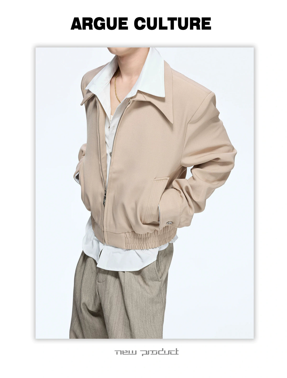 Faux-Layer Cropped Boxy Jacket with Piped Pockets - detail image 17