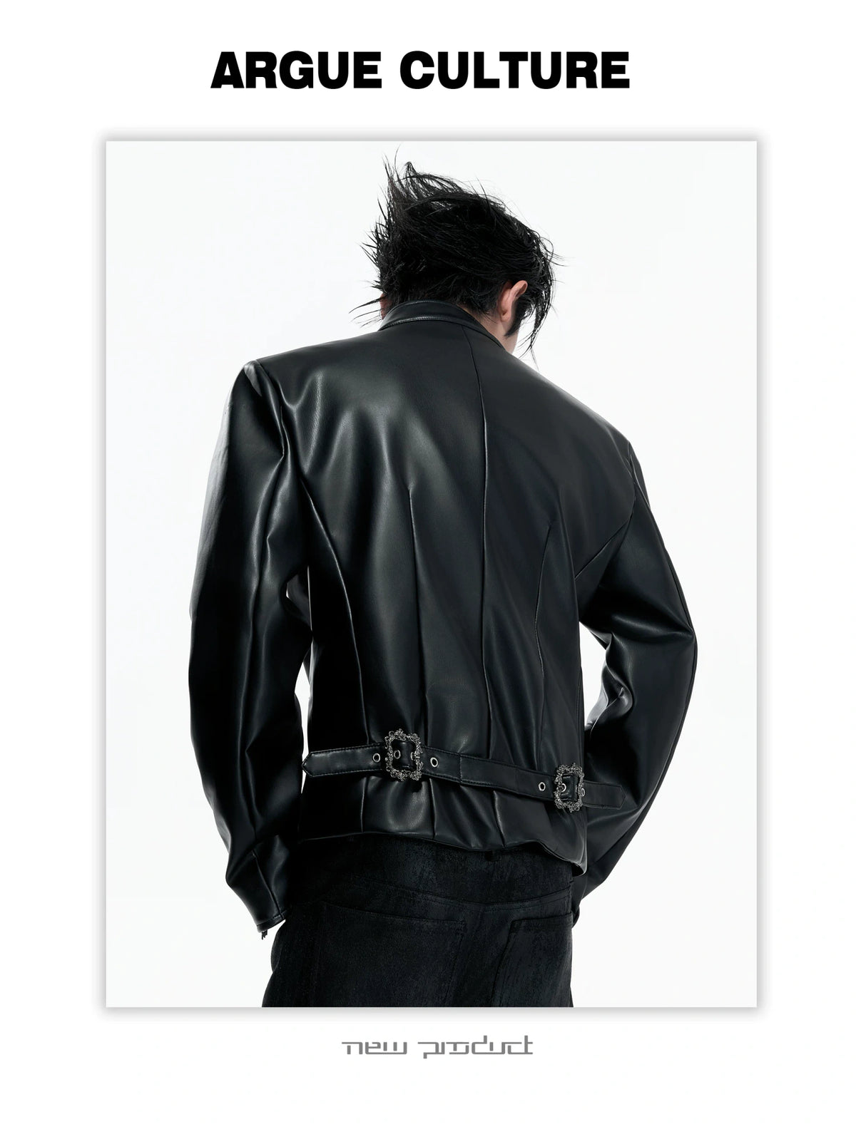 Faux Leather Double-Breasted Cropped Street Jacket - detail image 9