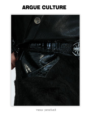 desc::faux-pony-hair-croc-patchwork-deconstructed-wide-leg-pants-detail-img-3