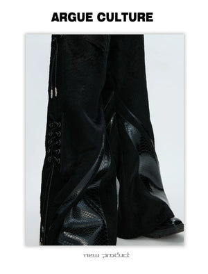 desc::faux-pony-hair-croc-patchwork-deconstructed-wide-leg-pants-detail-img-4