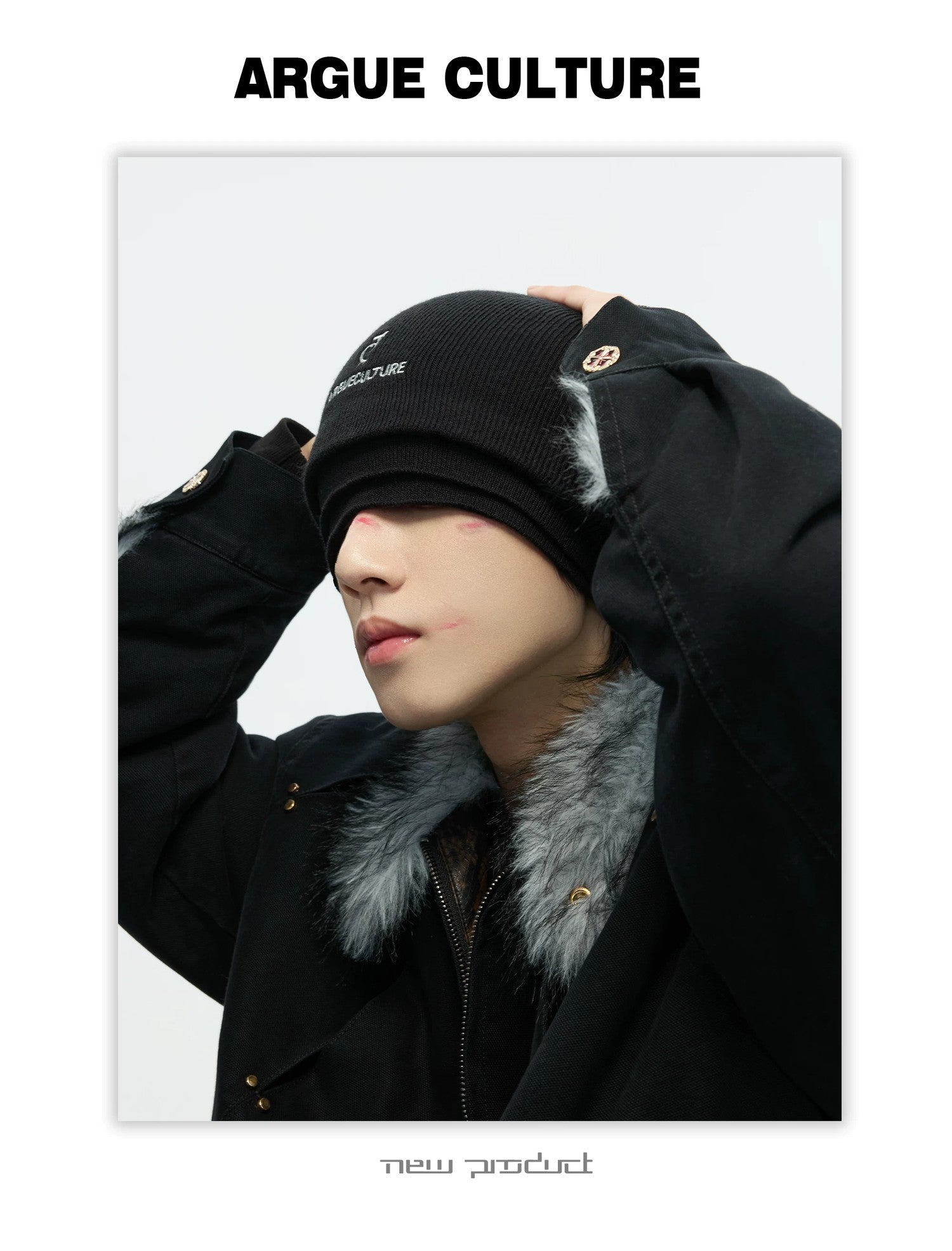 desc::faux-triple-layer-distressed-fleece-beanie-winter-hat-detail-img-2