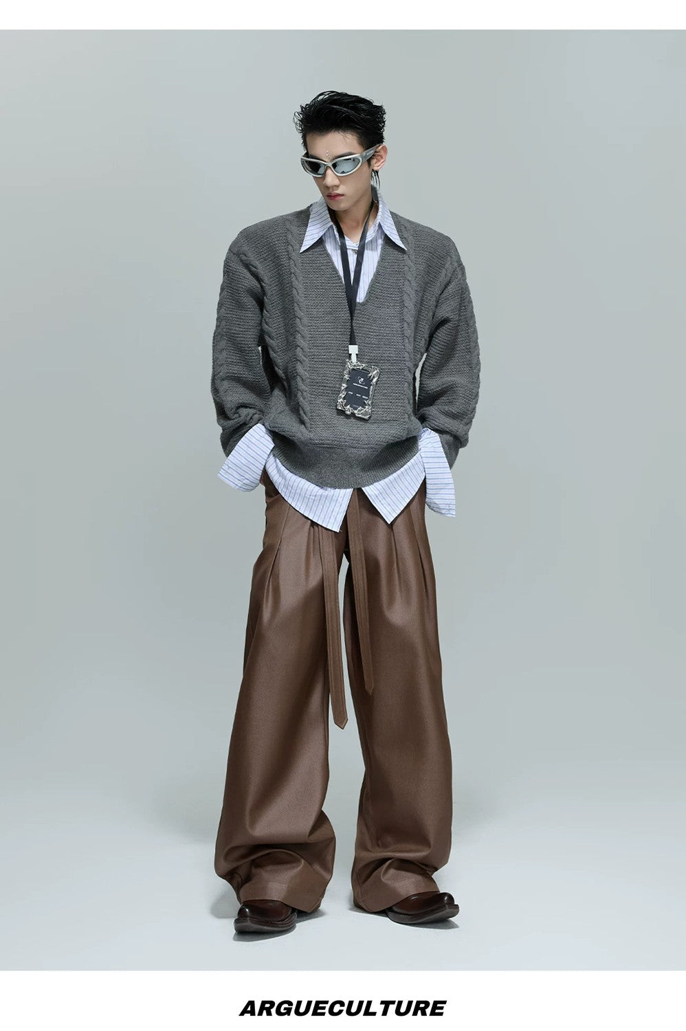 desc::faux-two-piece-cable-knit-polo-sweater-oversized-streetwear-detail-img-2