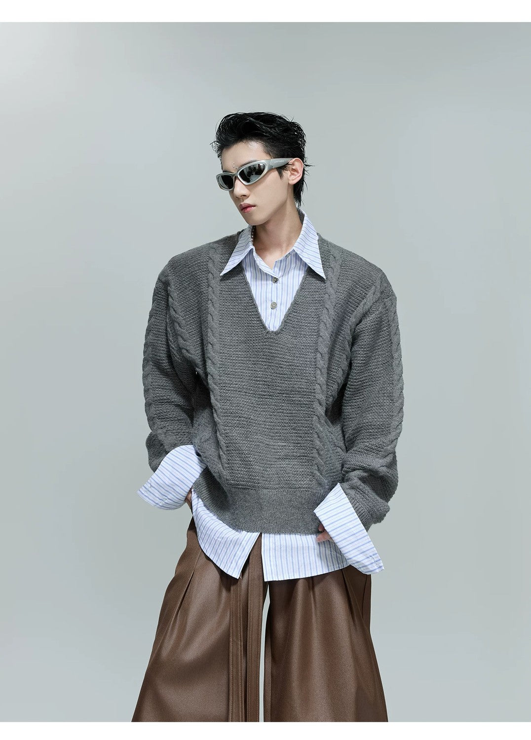 desc::faux-two-piece-cable-knit-polo-sweater-oversized-streetwear-detail-img-6