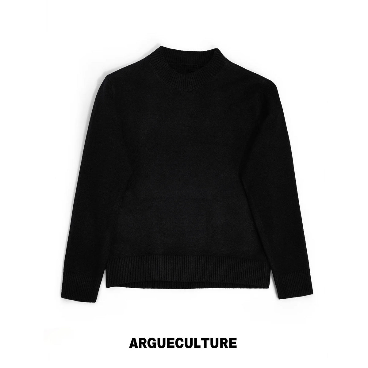 Fine-Rib Wool-Blend Knit Sweater in Black, Gray, Coffee - Black