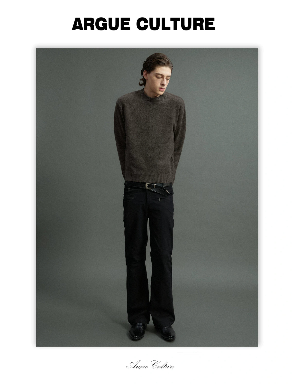 Fine-Rib Wool-Blend Knit Sweater in Black, Gray, Coffee - detail image 9