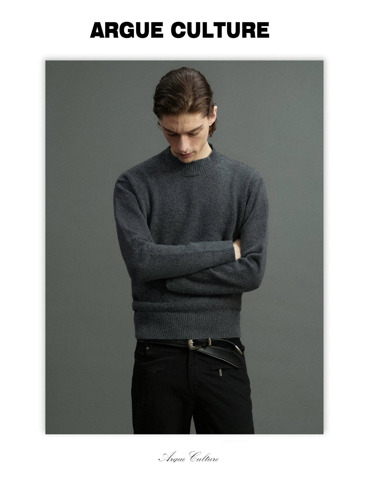 Fine-Rib Wool-Blend Knit Sweater in Black, Gray, Coffee - detail image 5