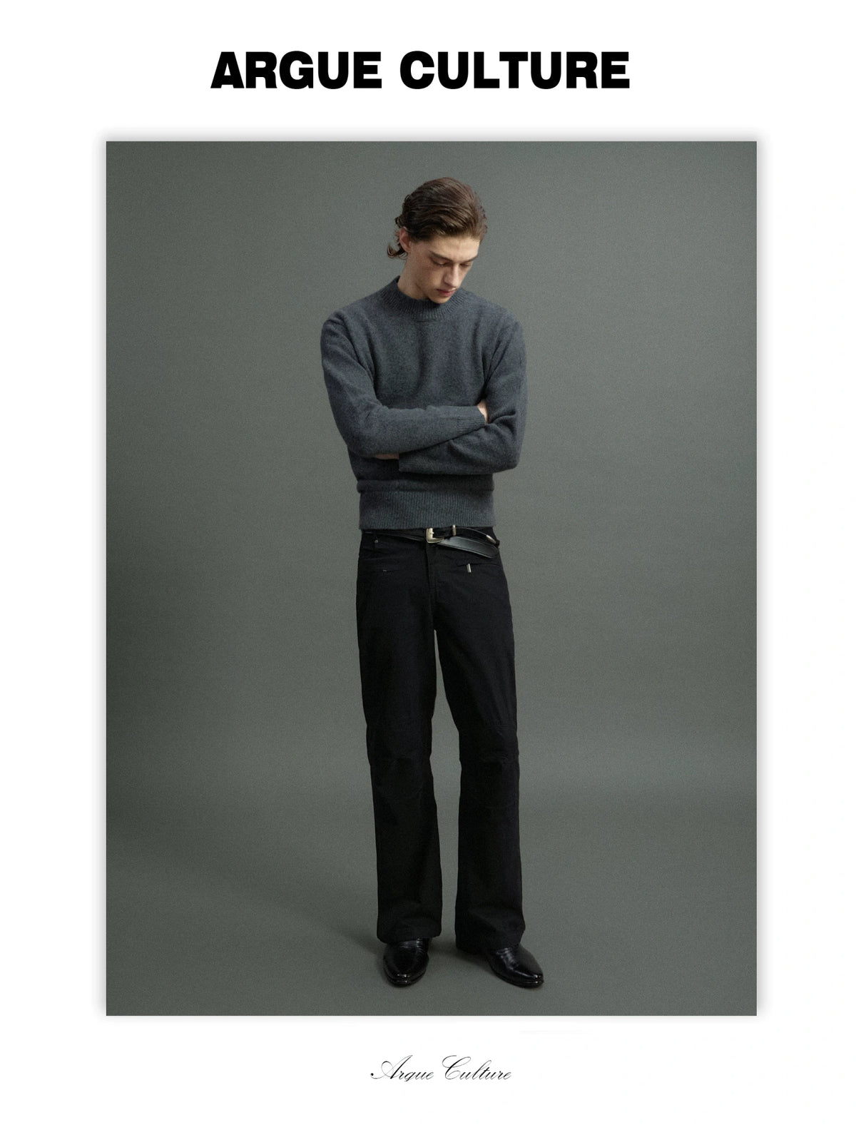 Fine-Rib Wool-Blend Knit Sweater in Black, Gray, Coffee - detail image 4