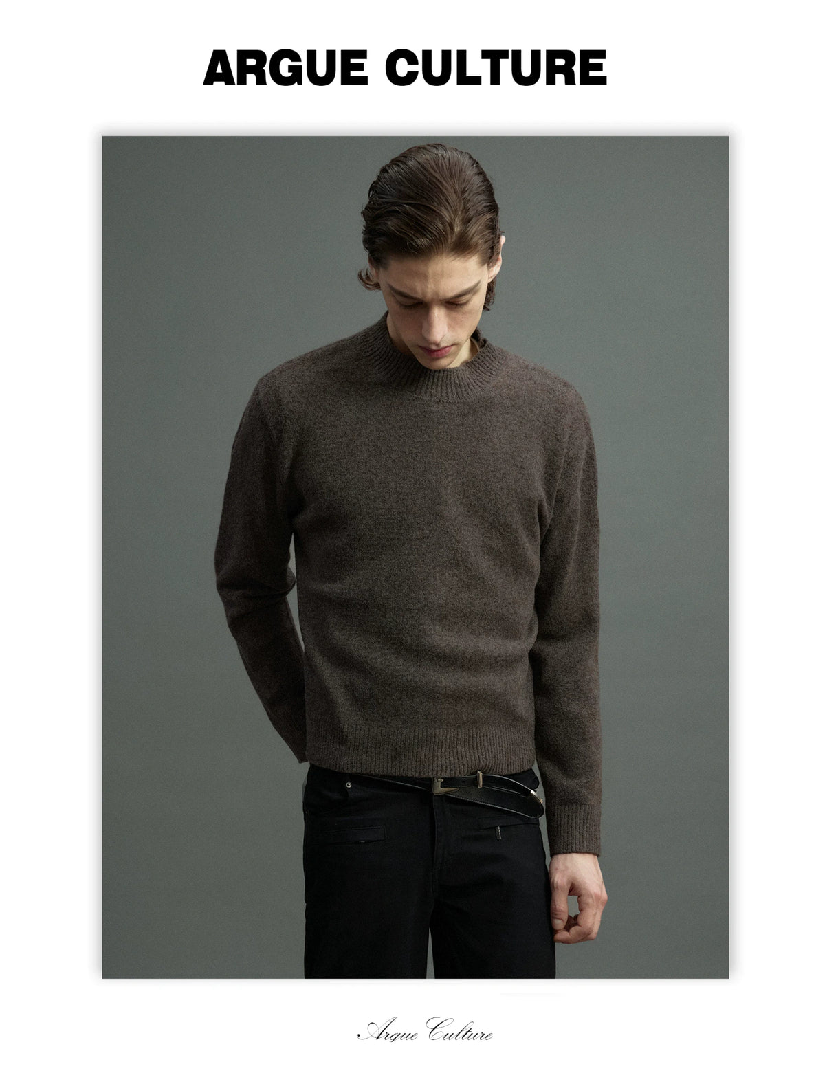 Fine-Rib Wool-Blend Knit Sweater in Black, Gray, Coffee - detail image 7