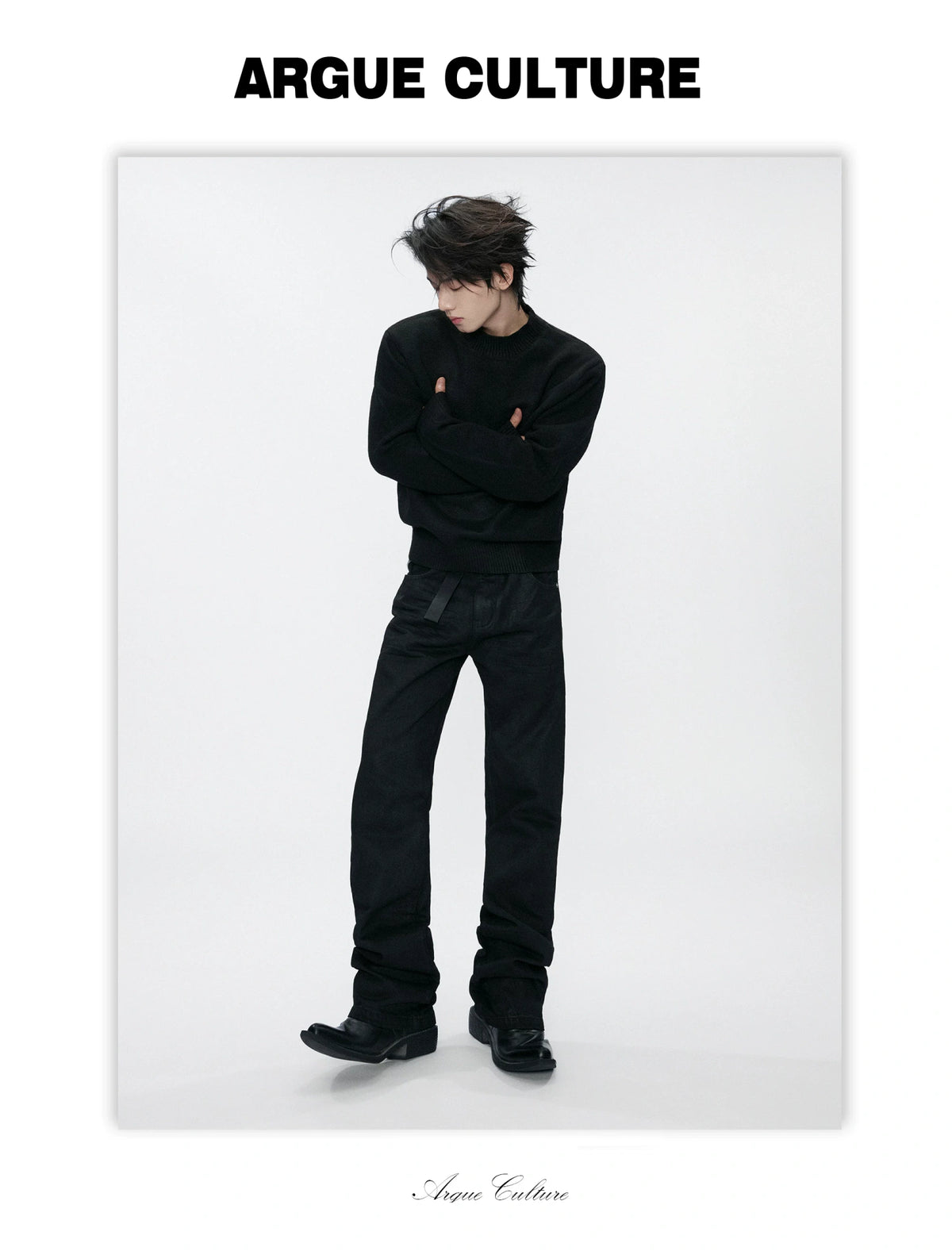 Fine-Rib Wool-Blend Knit Sweater in Black, Gray, Coffee - detail image 14