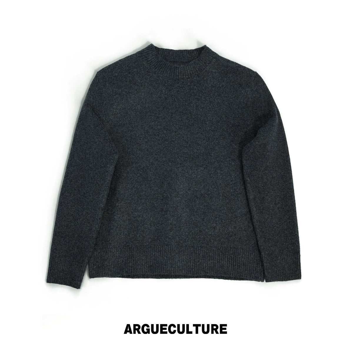 Fine-Rib Wool-Blend Knit Sweater in Black, Gray, Coffee - Gray