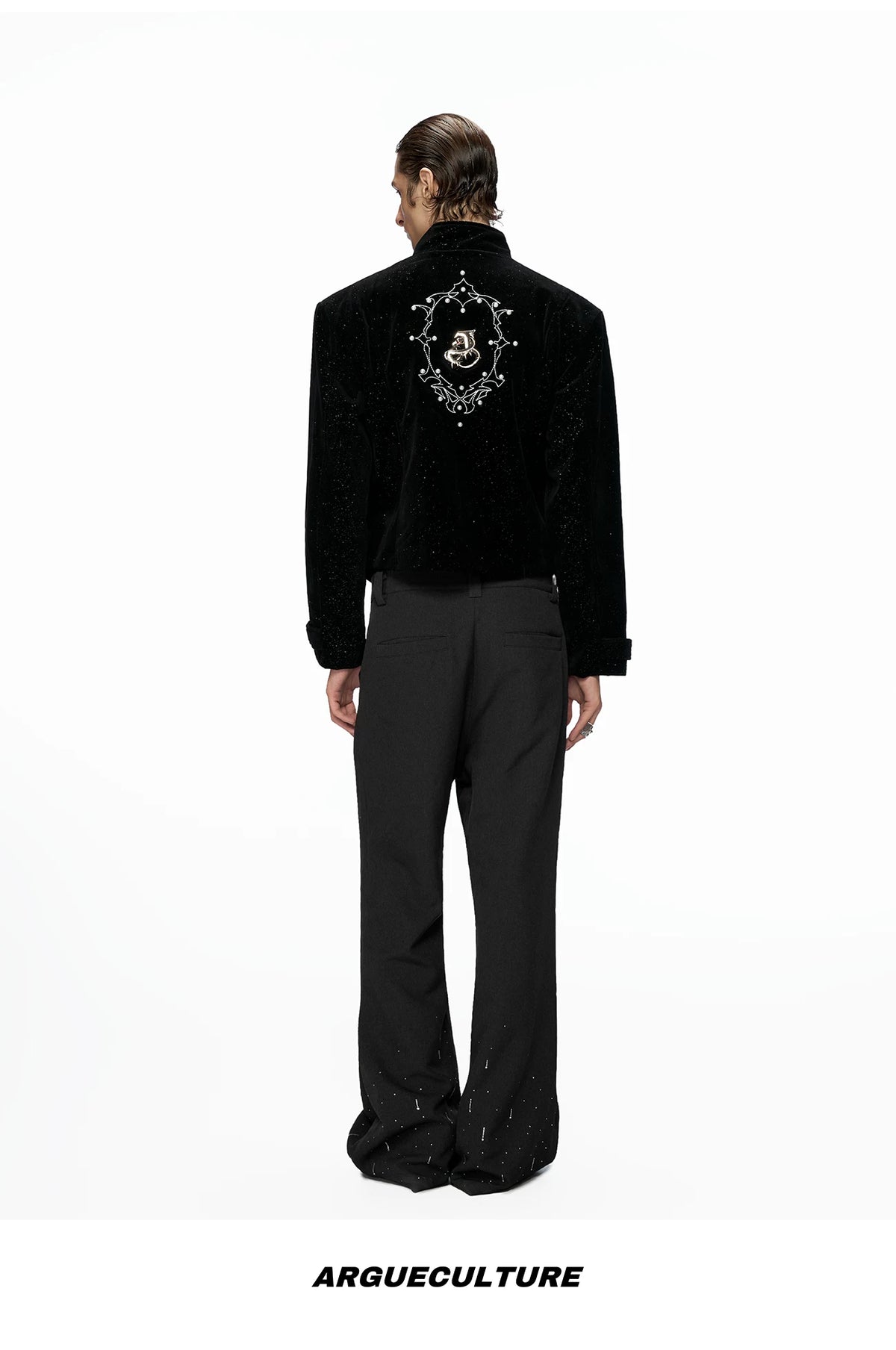 Fine-Shimmer Cropped Jacket with Metal Details - detail image 16
