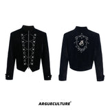 Fine-Shimmer Cropped Jacket with Metal Details - Black Jacket