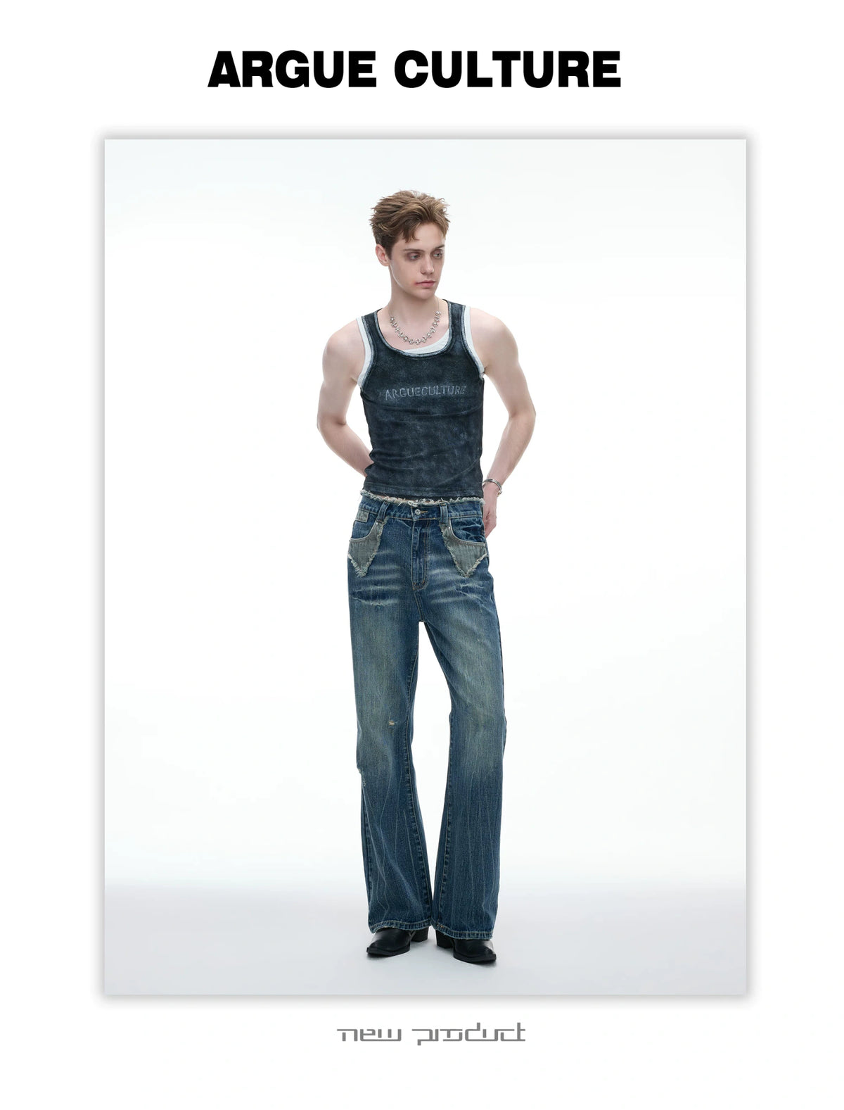 Fitted Graphic Layered Tank Top in Ribbed Stretch Knit - detail image 6