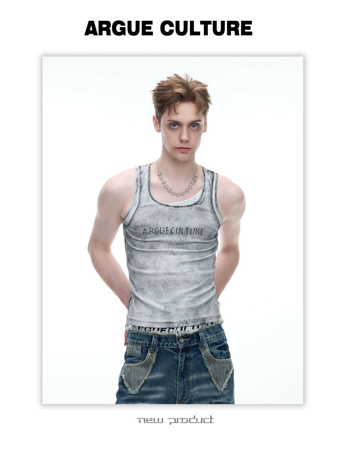 Fitted Graphic Layered Tank Top in Ribbed Stretch Knit - detail image 14