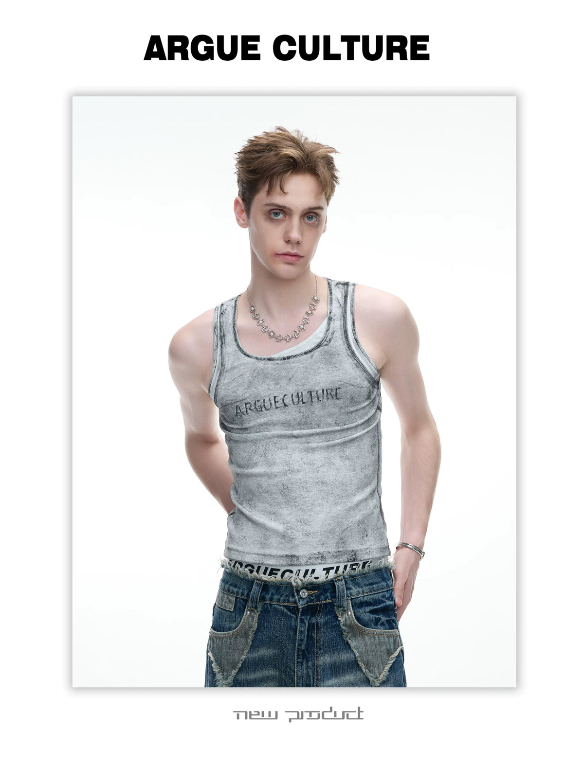 Fitted Graphic Layered Tank Top in Ribbed Stretch Knit - detail image 17