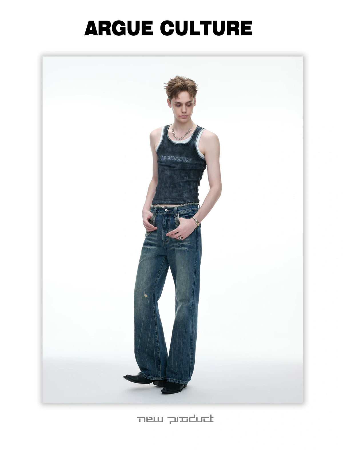 Fitted Graphic Layered Tank Top in Ribbed Stretch Knit - detail image 9