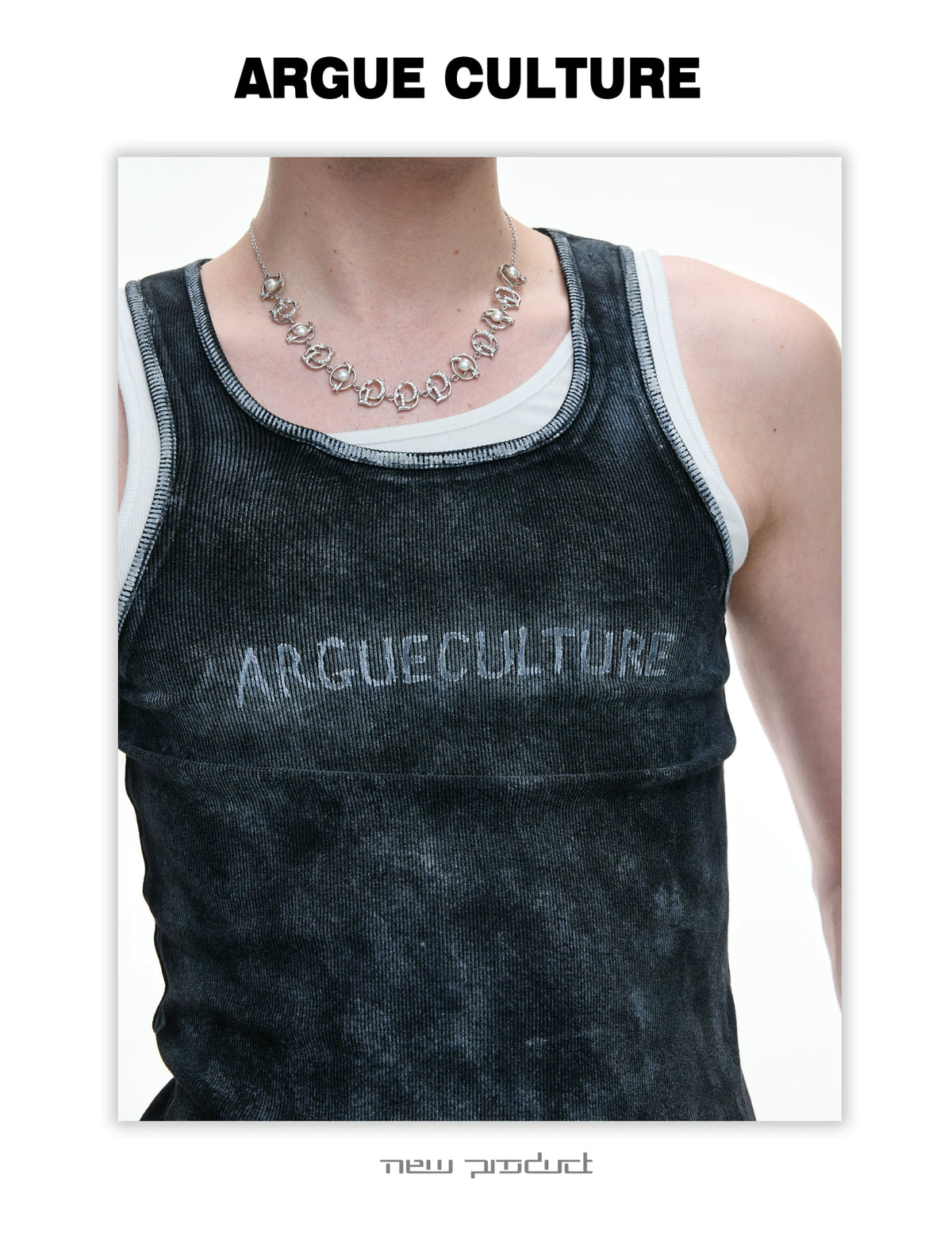 Fitted Graphic Layered Tank Top in Ribbed Stretch Knit - detail image 13