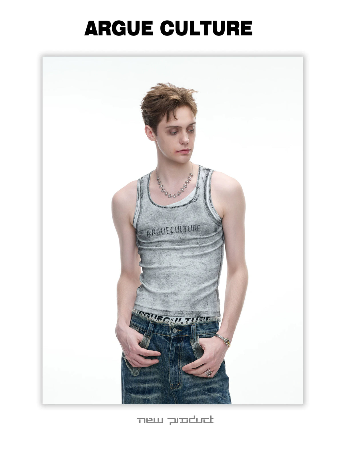 Fitted Graphic Layered Tank Top in Ribbed Stretch Knit - detail image 16