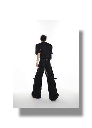 desc::flared-strapped-twill-trousers-punk-streetwear-pants-detail-img-1