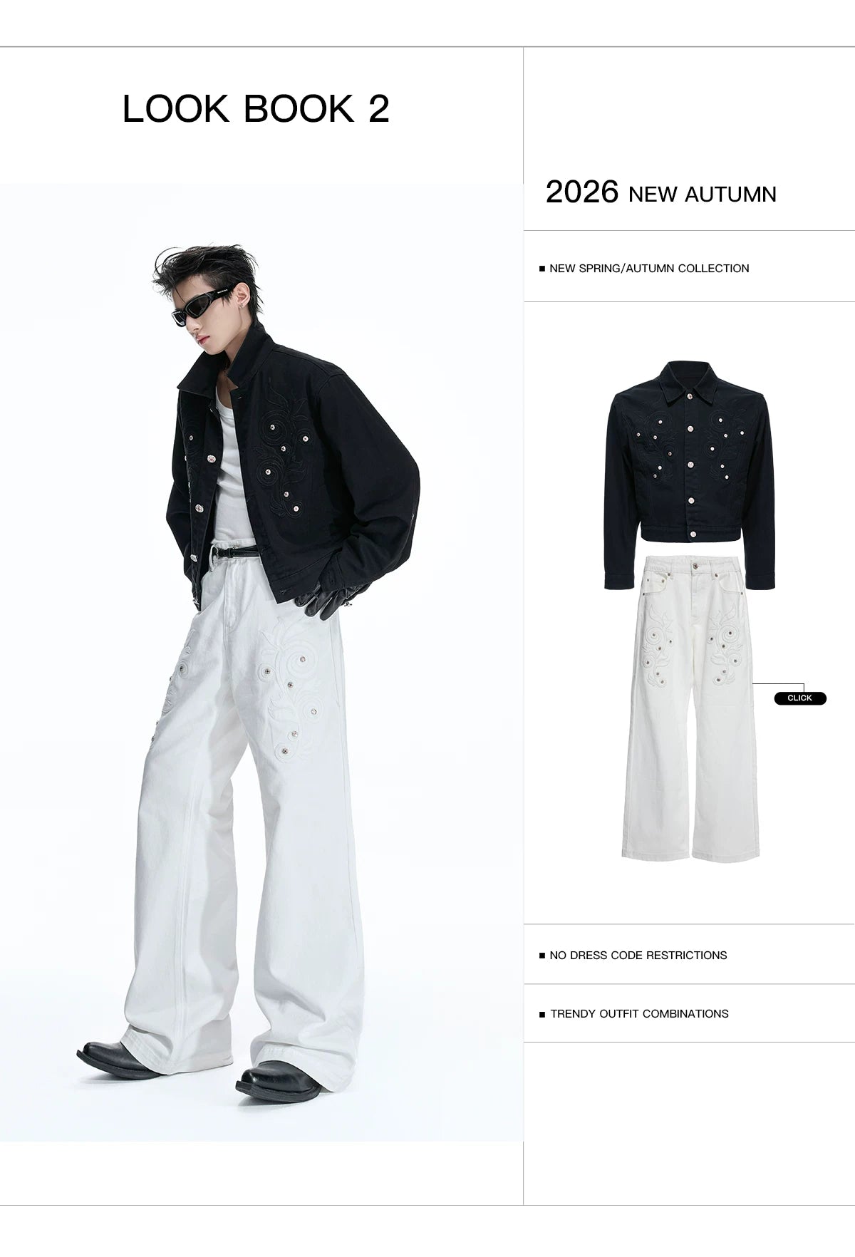 Floral Embroidered Bootcut Jeans with Carved Rivets - detail image 5