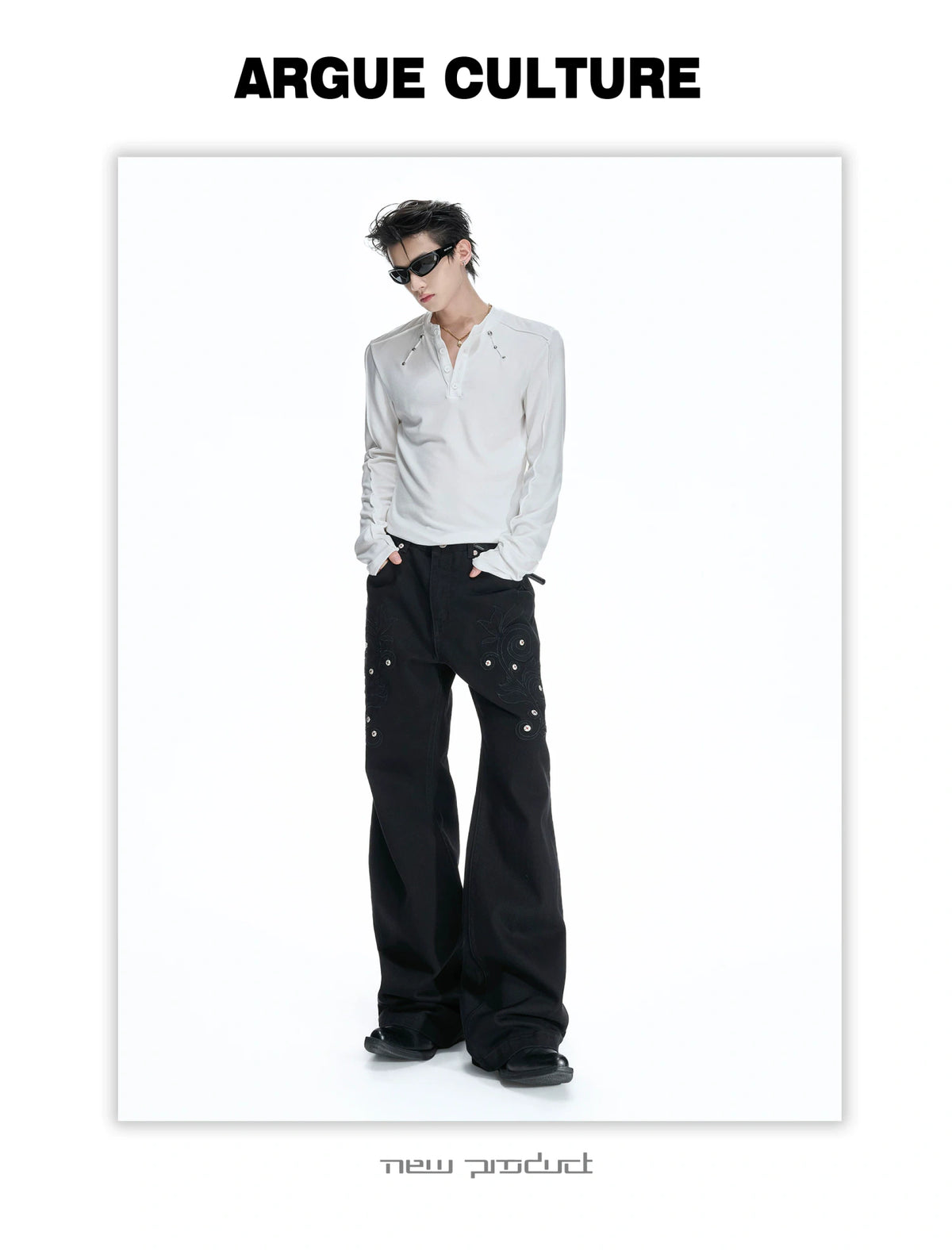 Floral Embroidered Bootcut Jeans with Carved Rivets - detail image 9