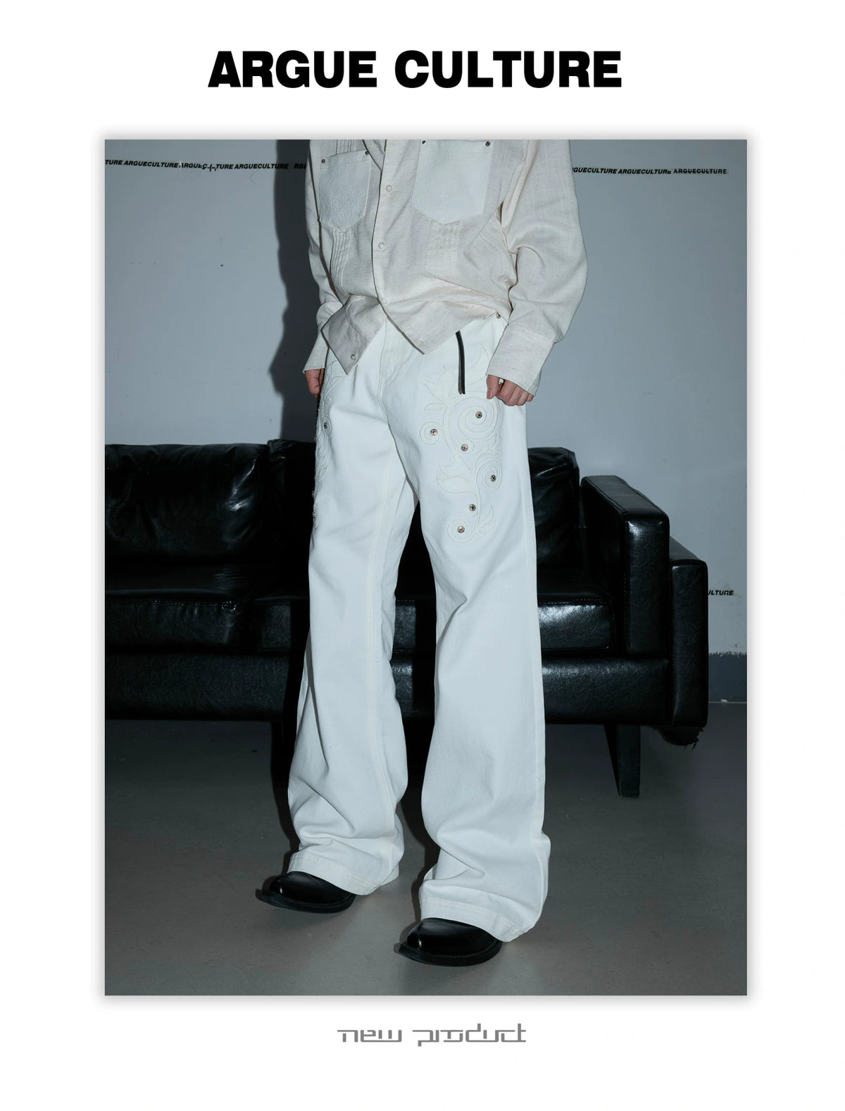 Floral Embroidered Bootcut Jeans with Carved Rivets - detail image 10