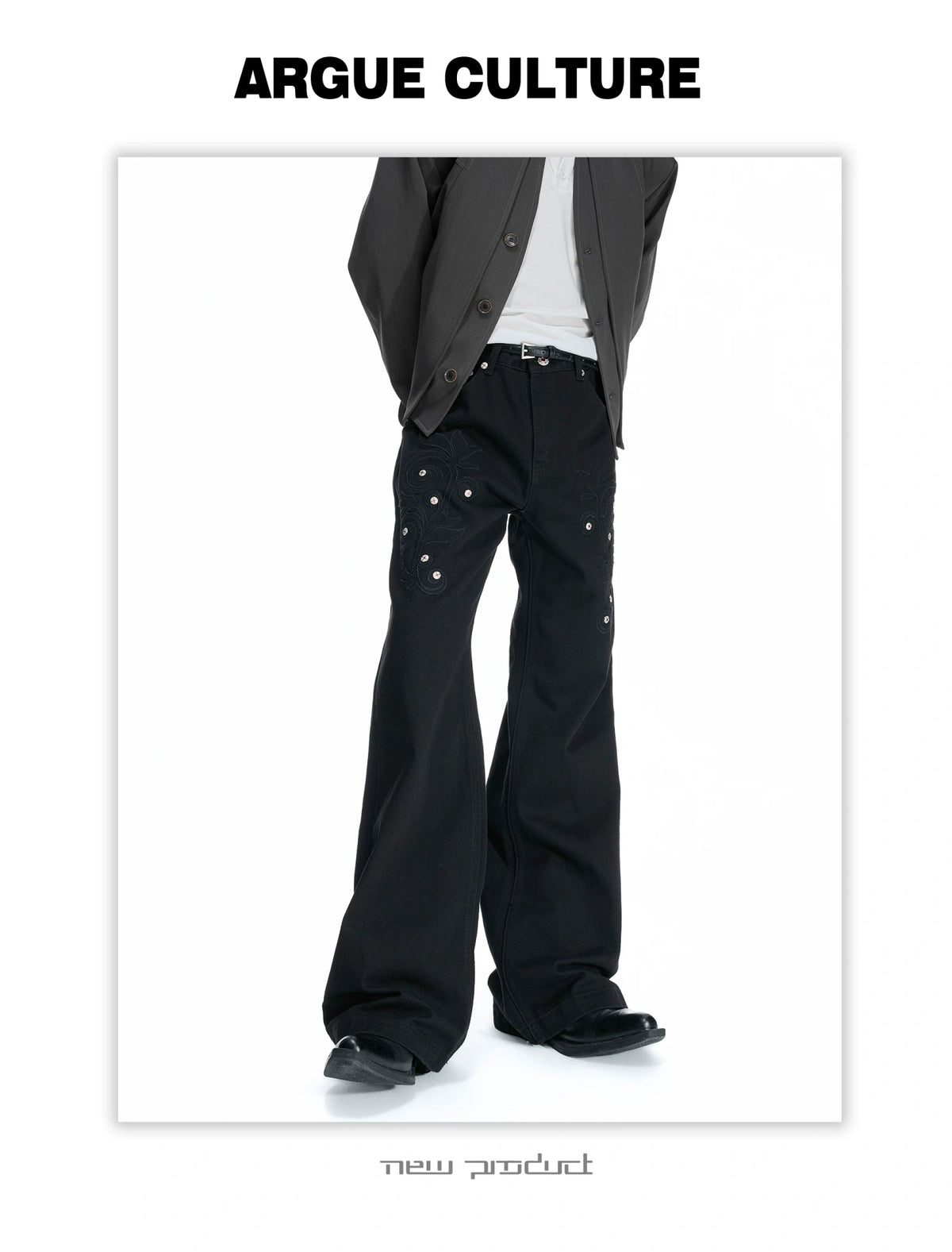 Floral Embroidered Bootcut Jeans with Carved Rivets - detail image 14