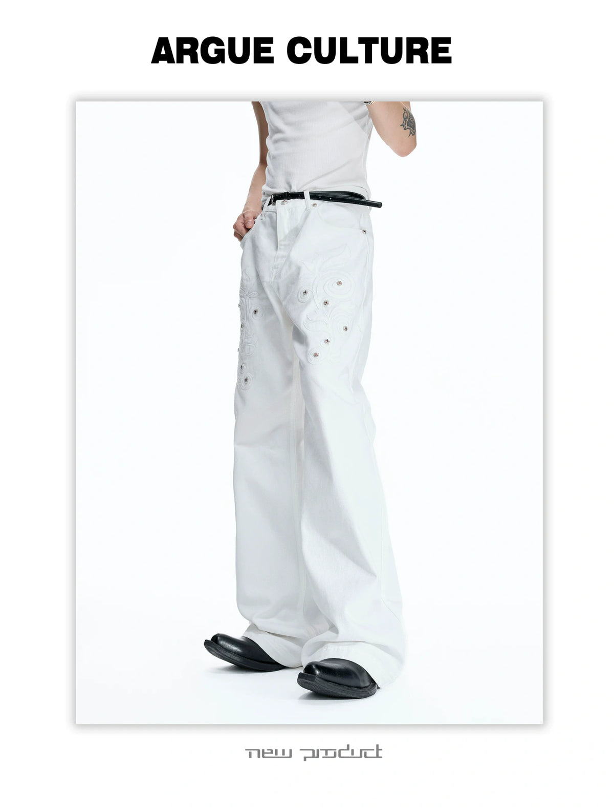 Floral Embroidered Bootcut Jeans with Carved Rivets - detail image 17