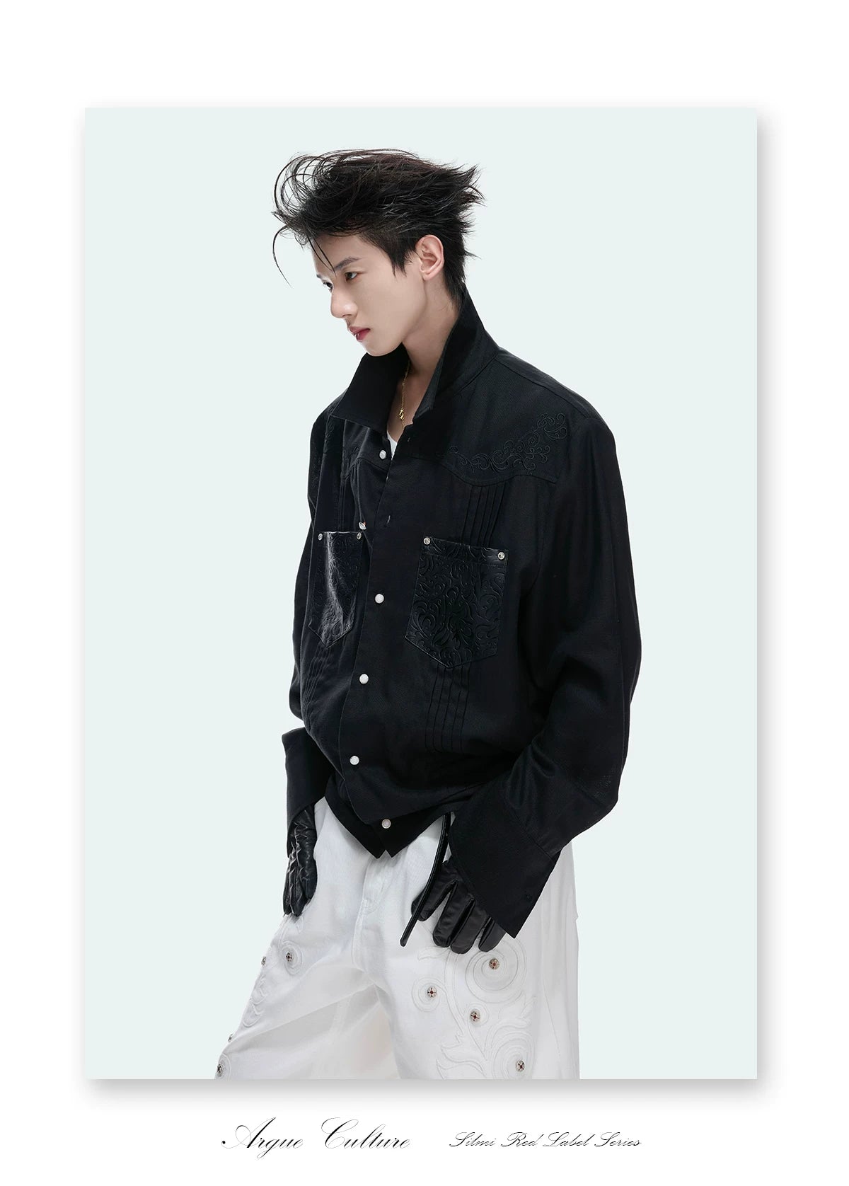 Floral Embroidered Lyocell-Linen Shirt Jacket - detail image 9