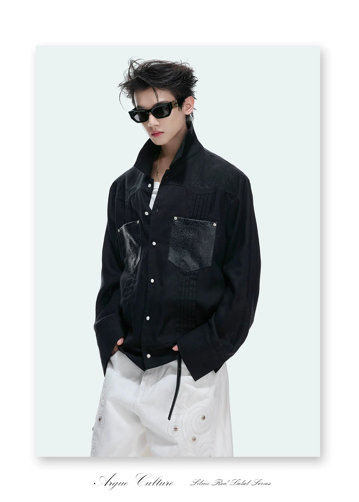 Floral Embroidered Lyocell-Linen Shirt Jacket - detail image 4