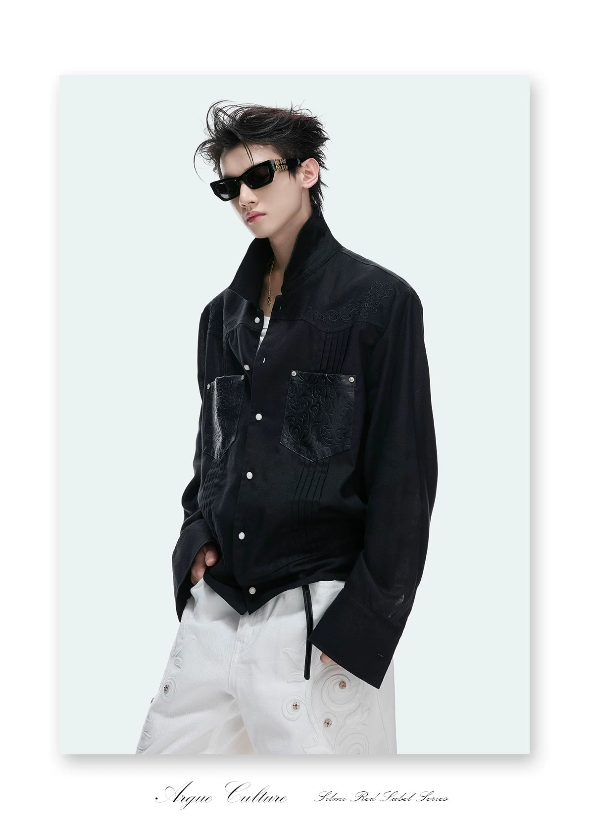 Floral Embroidered Lyocell-Linen Shirt Jacket - detail image 6