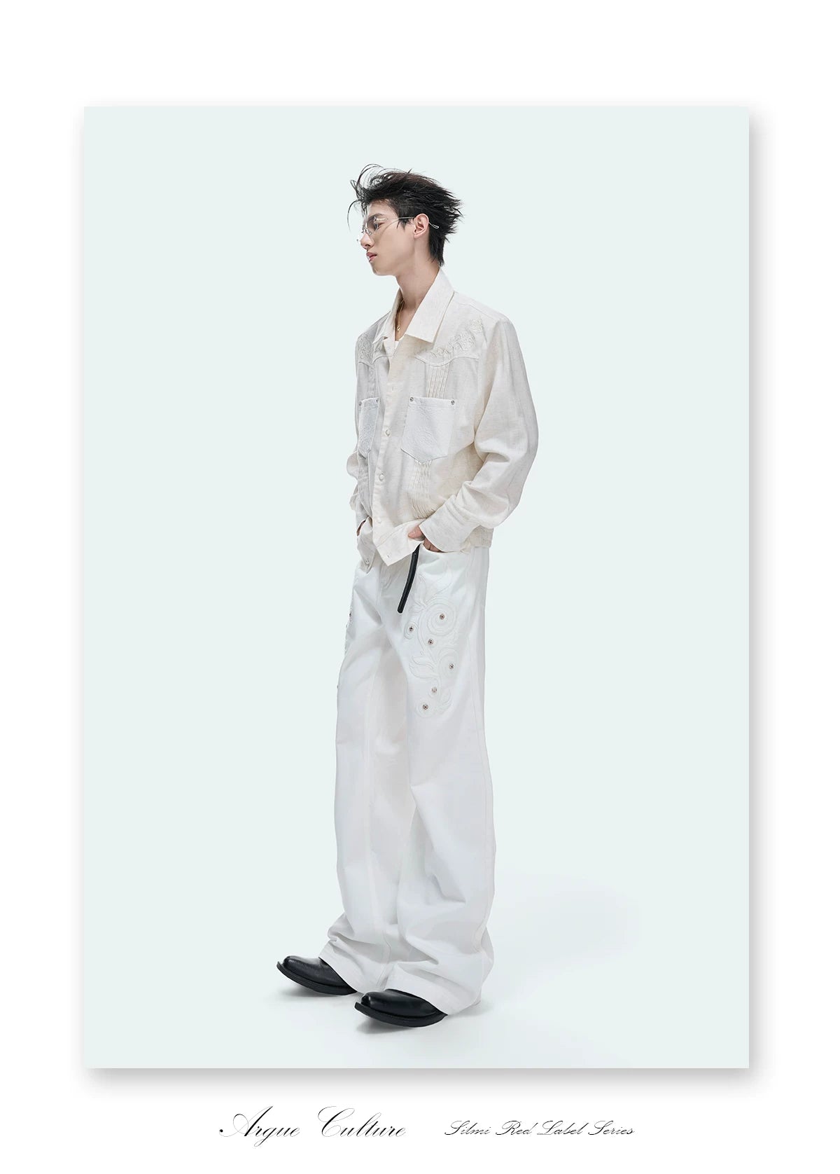 Floral Embroidered Lyocell-Linen Shirt Jacket - detail image 19
