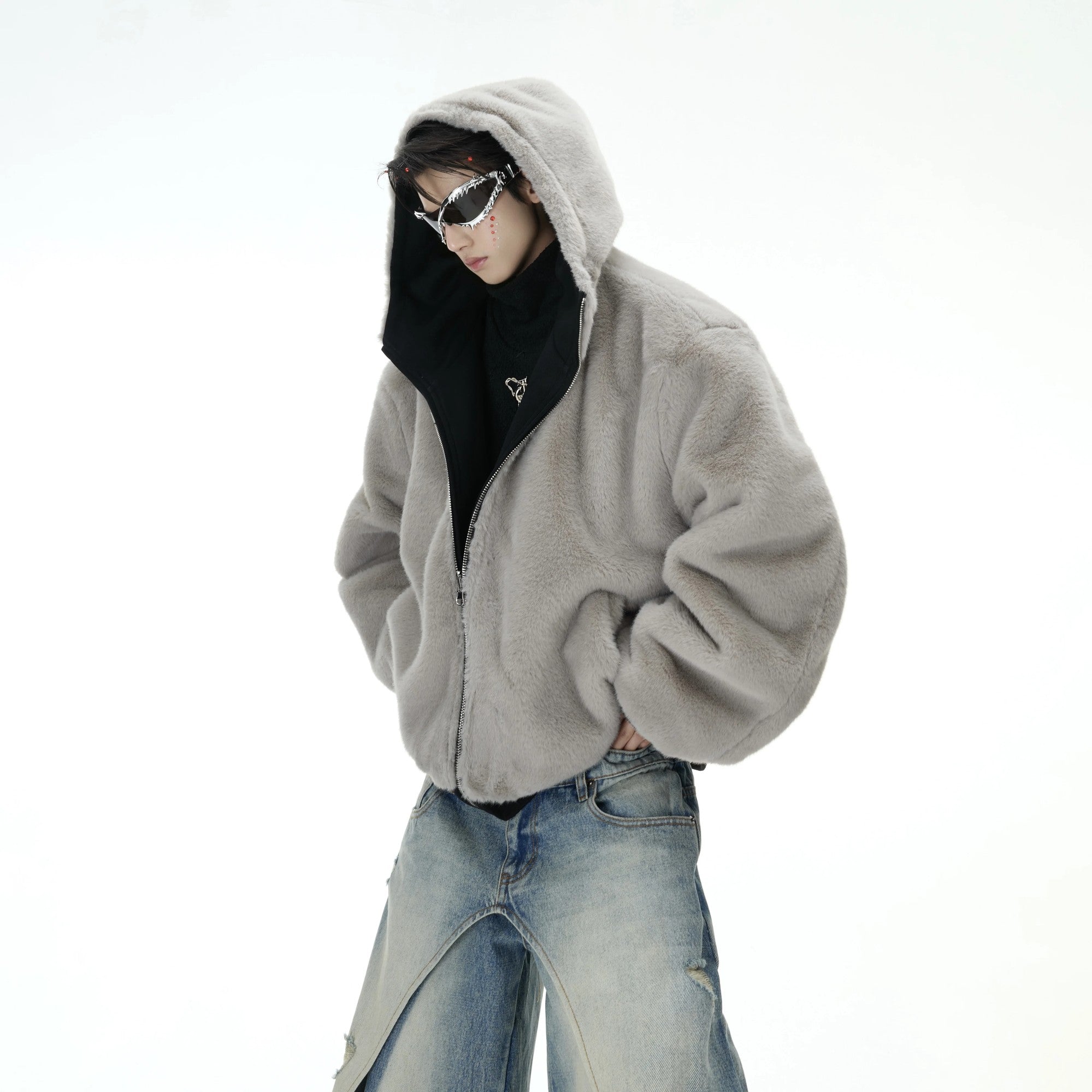 Close-up of the metal decorations and 3D fox ears on the hood.