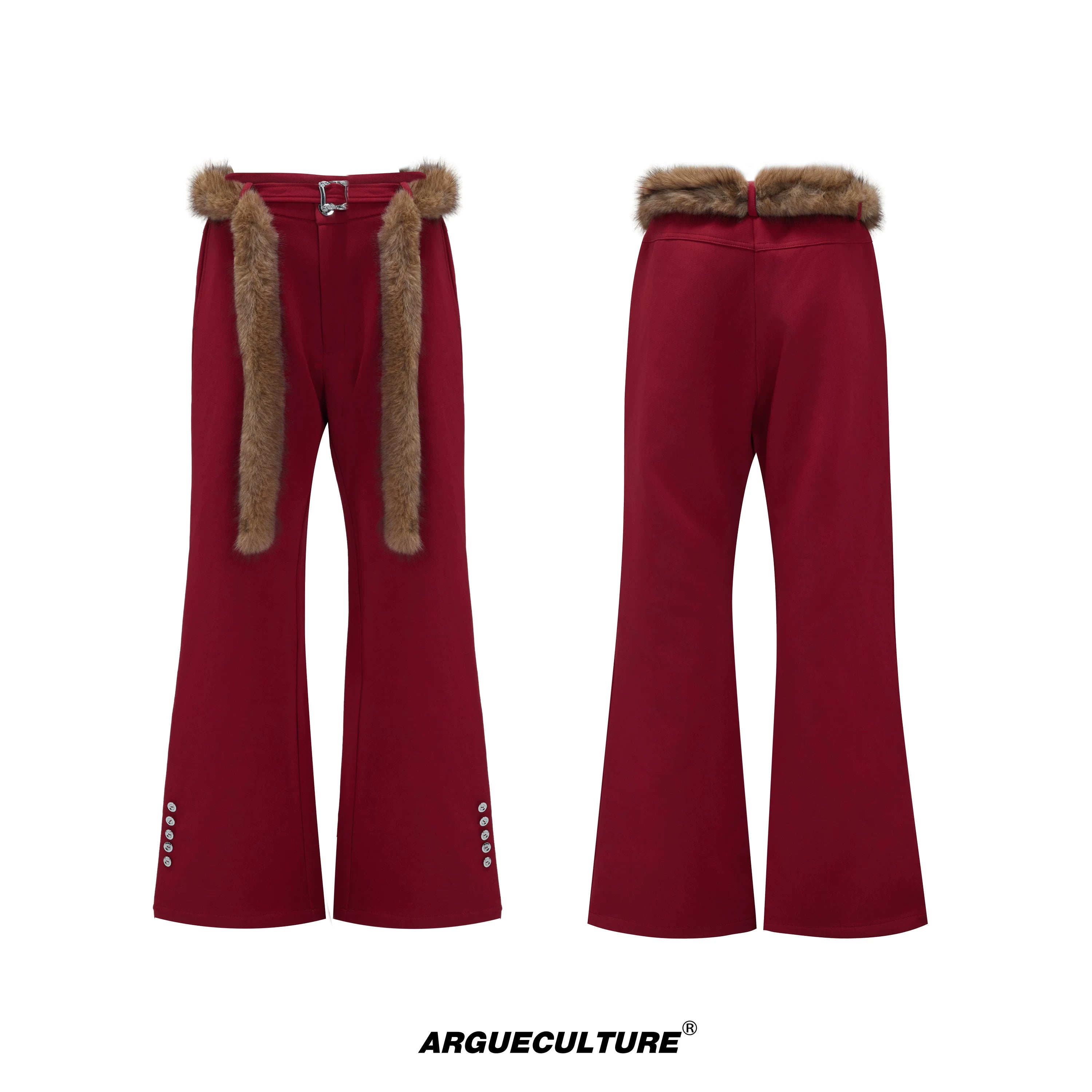 fur-trimmed-flare-slim-wool-trousers-for-men-black