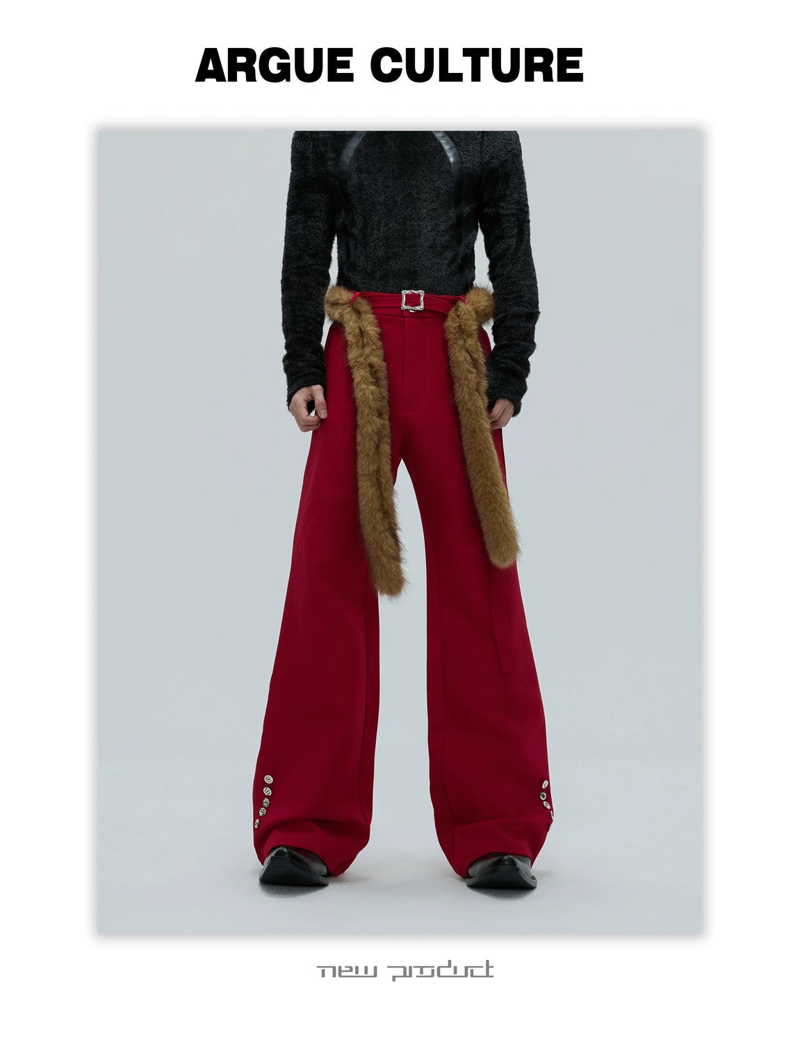 desc::fur-trimmed-flare-slim-wool-trousers-for-men-detail-img-11