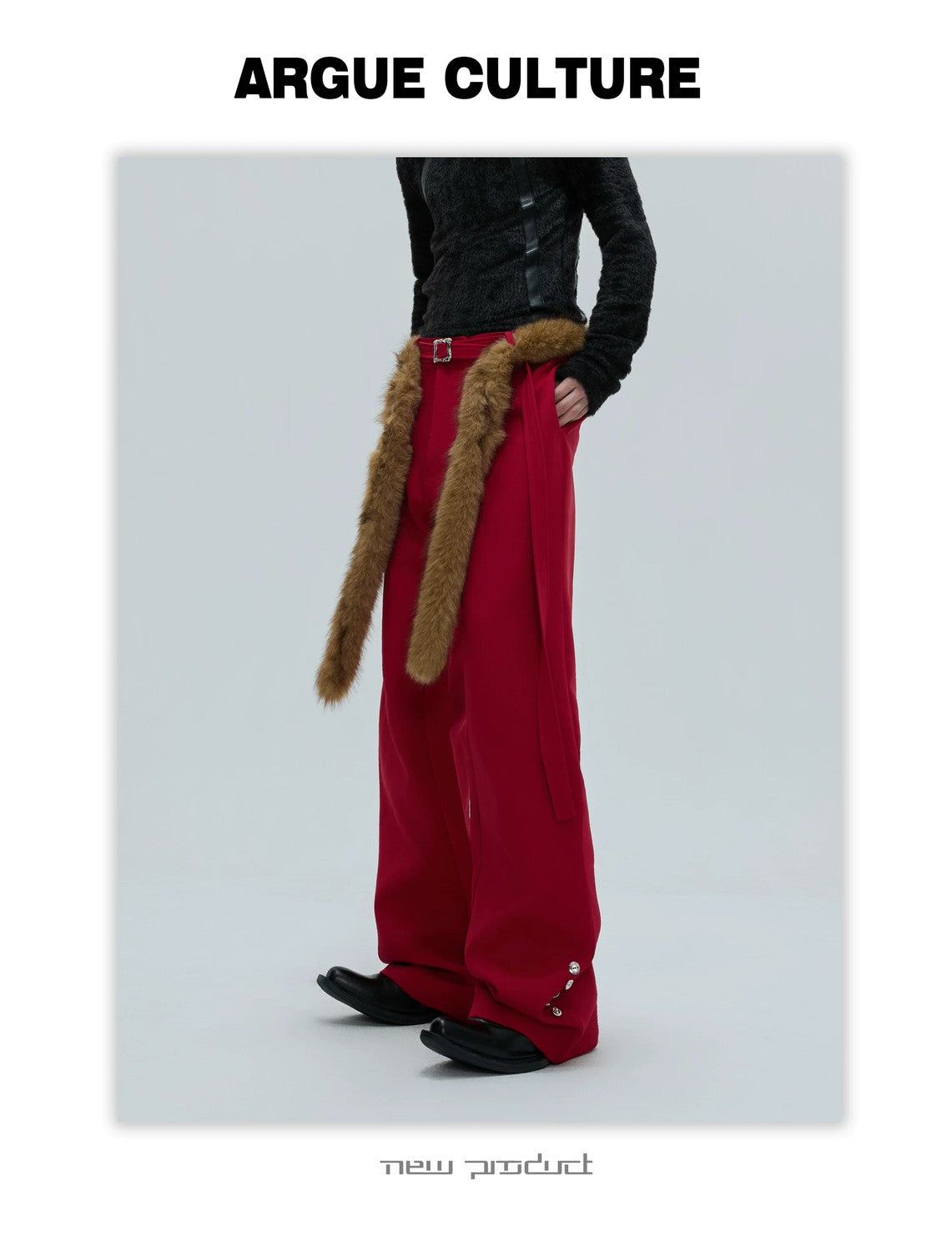 desc::fur-trimmed-flare-slim-wool-trousers-for-men-detail-img-13