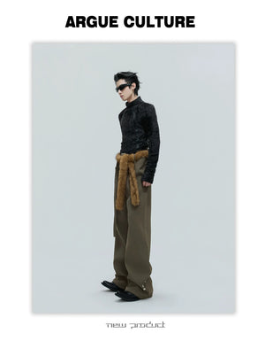 desc::fur-trimmed-flare-slim-wool-trousers-for-men-detail-img-17