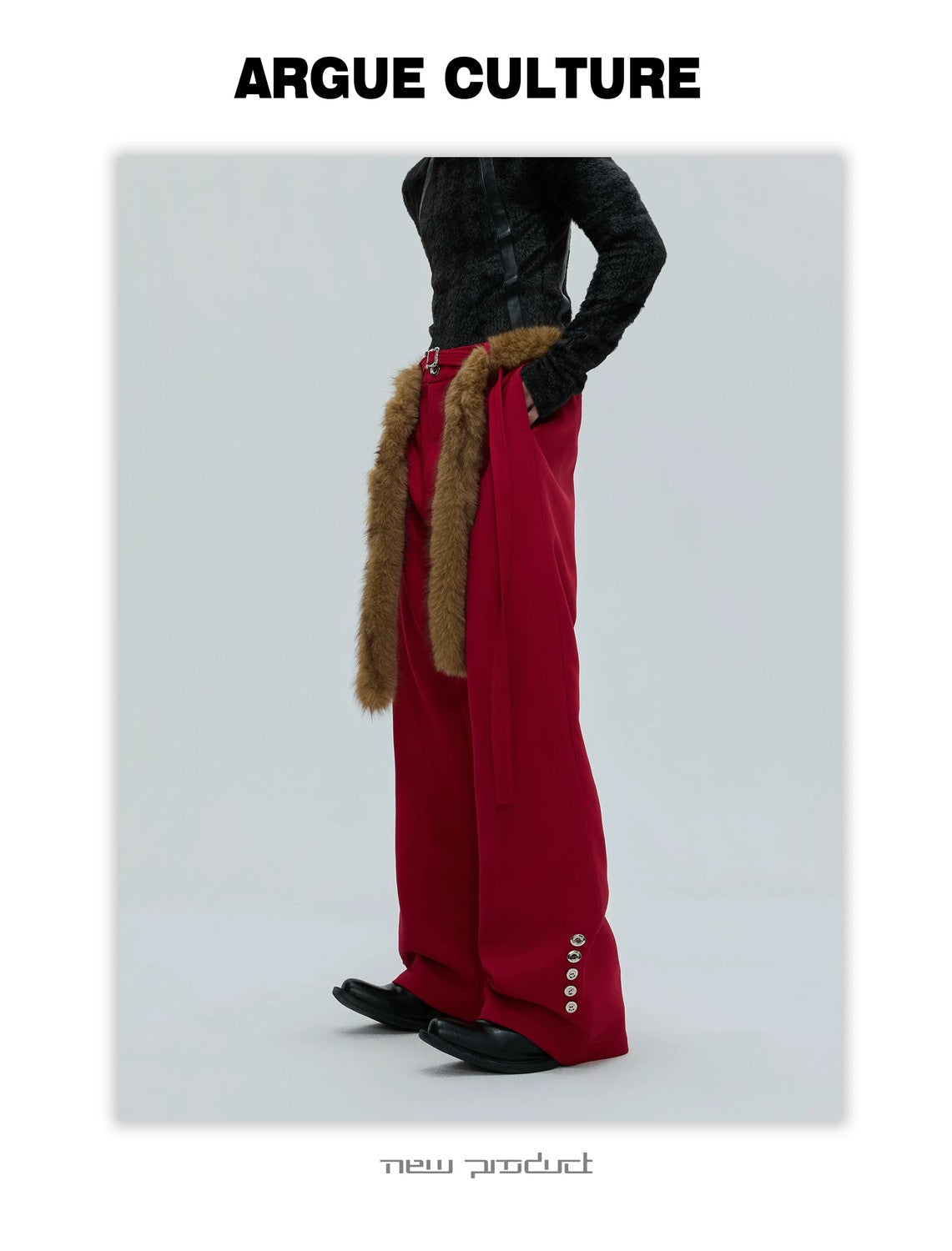 desc::fur-trimmed-flare-slim-wool-trousers-for-men-detail-img-2